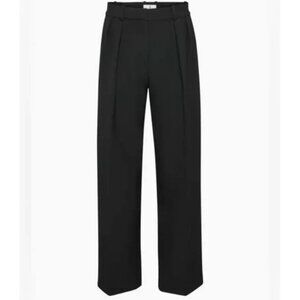 Aritzia Babaton Agency Pant Wool Blend Pleated Trousers Black Size 6 Workwear